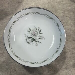 One Small‎ Diamond China Romance Pasta/Salad Bowls White Roses & Silver Trim